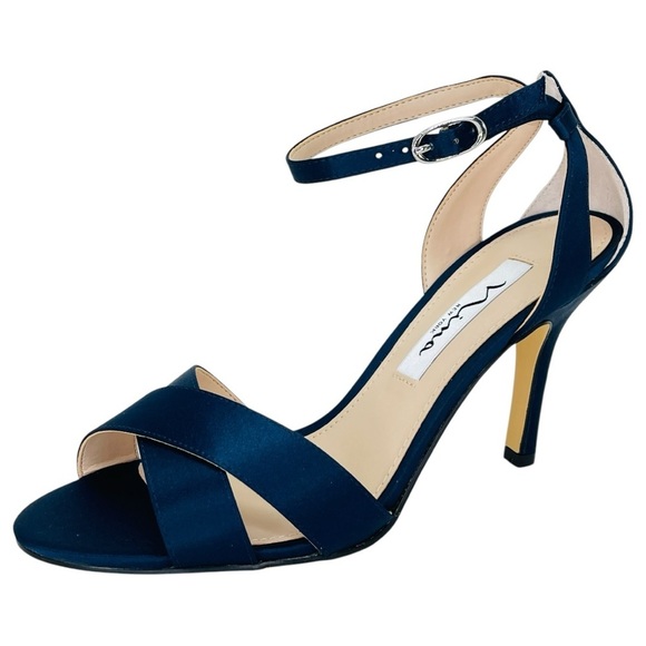 Nina Venus Navy Satin Womens Heels Size 6.5M - Picture 2 of 13